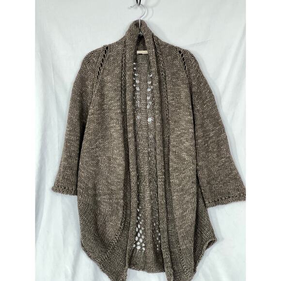 Chiaramente Open Cardigan, Wool/Alpaca Blend, made in Italy, Large, Brown - Picture 1 of 9